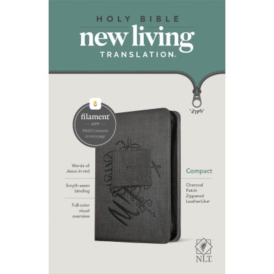 NLT Compact Zipper Bible, Filament Enabled Edition, Charcoal